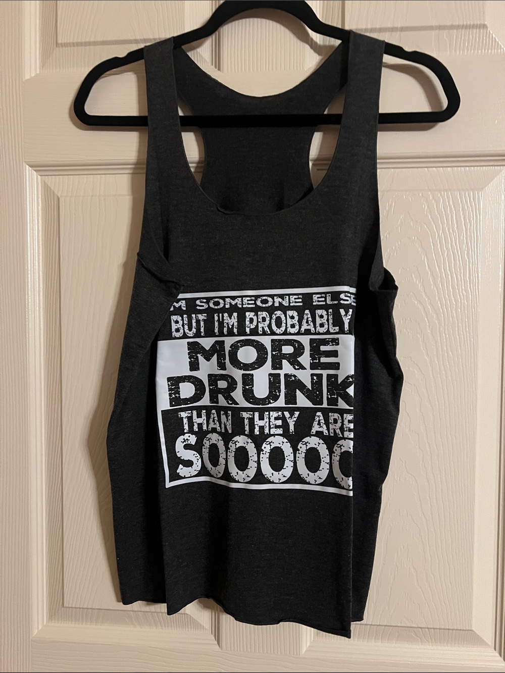 SHEIN Black Graphic Racerback Tank Top with White Text